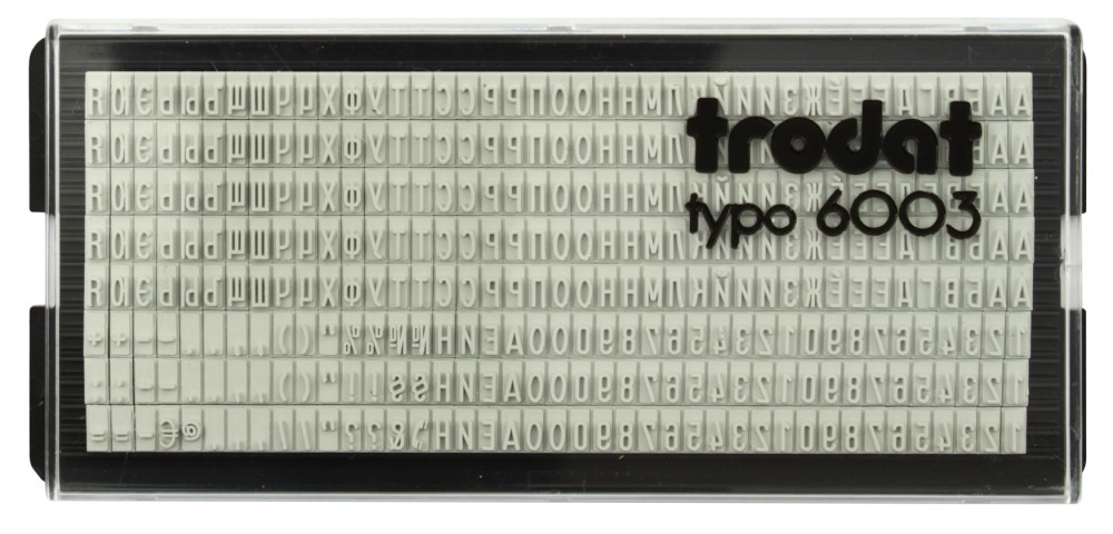 Касса символов для самонаборных штампов Trodat typo 6003 328 символов, высота 3 мм, шрифт русский - фото 1 - id-p109458283