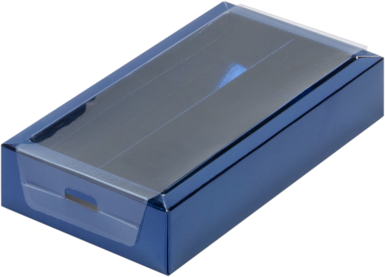 Коробка для 8 конфет с прозрачной крышкой Синяя, 180х100х h30 мм - фото 1 - id-p117755995