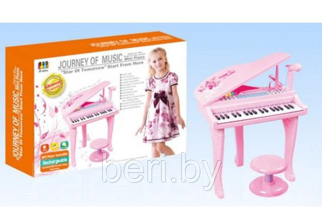 9528 Детское пианино, синтезатор на ножках со стульчиком и микрофоном - фото 1 - id-p117760356