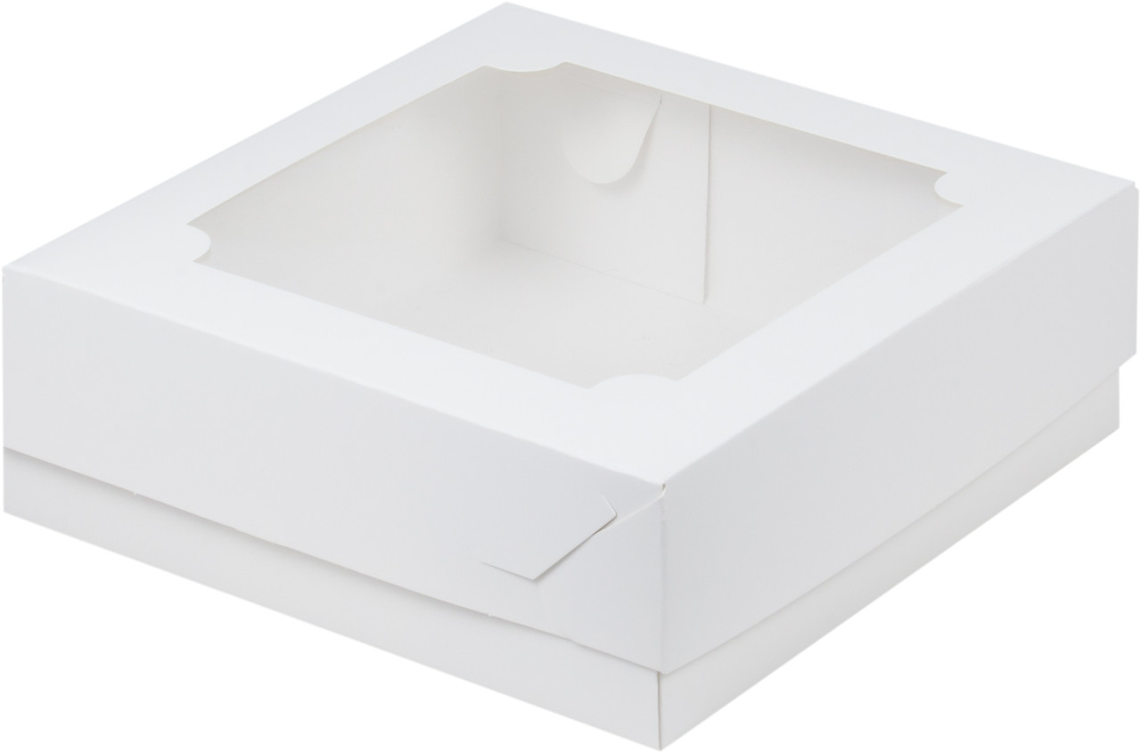 Коробка для зефира и пряников с окошком Белая (200*200*70 мм)