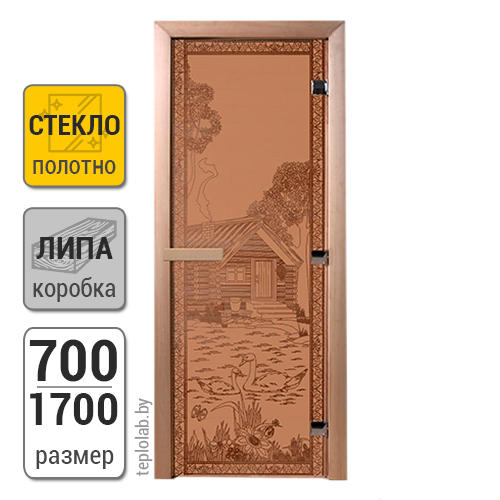 Дверь для бани стеклянная DoorWood, бронза матовая с рисунком, 700x1700 Липа - фото 1 - id-p117767375