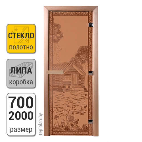 Дверь для бани стеклянная DoorWood, бронза матовая с рисунком, 700x2000 Липа - фото 1 - id-p117774102