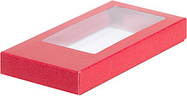 Коробка для шоколадной плитки с окном Красная, 180х90х h17 мм