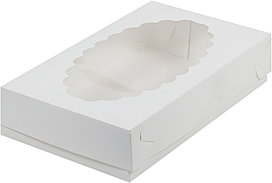 Коробка для эклеров с окном, Белая, 240х140х h50 мм