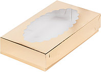 Коробка для эклеров с окном, Золотая, 240х140х h50 мм