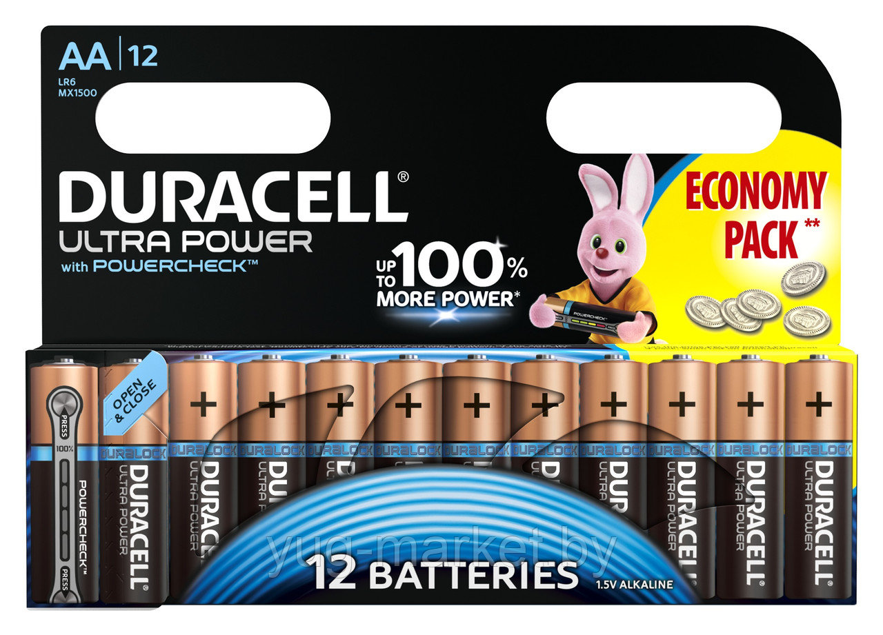 Батарейка DURACELL UltraPower LR6/MX1500 12BP - фото 1 - id-p117797736