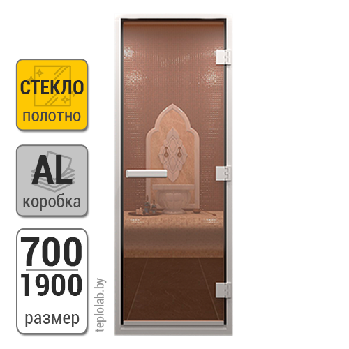 Дверь для хамама стеклянная DoorWood, бронза, 700x1900