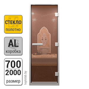 Дверь для хамама стеклянная DoorWood, бронза, 700x2000