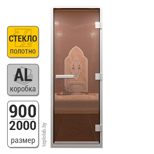 Дверь для хамама стеклянная DoorWood, бронза, 900x2000
