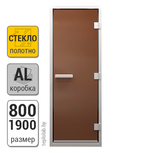 Дверь для хамама стеклянная DoorWood, бронза матовая, 800x1900