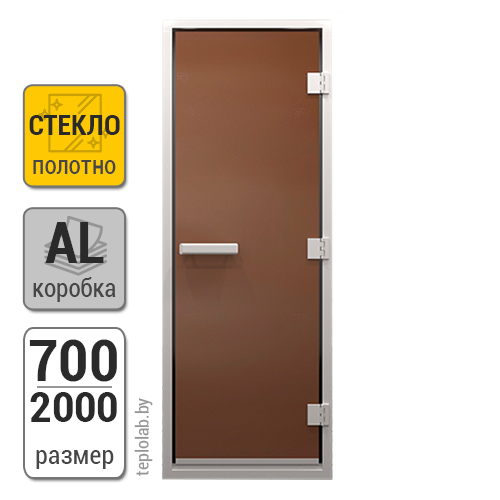 Дверь для хамама стеклянная DoorWood, бронза матовая, 700x2000