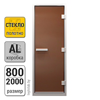 Дверь для хамама стеклянная DoorWood, бронза матовая, 800x2000