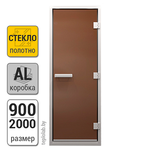 Дверь для хамама стеклянная DoorWood, бронза матовая, 900x2000