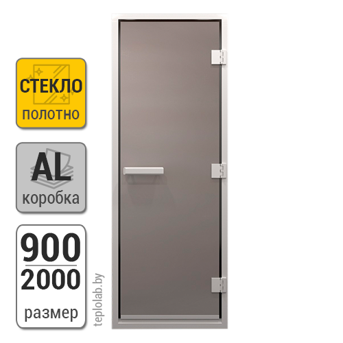 Дверь для хамама стеклянная DoorWood, сатин, 900x2000