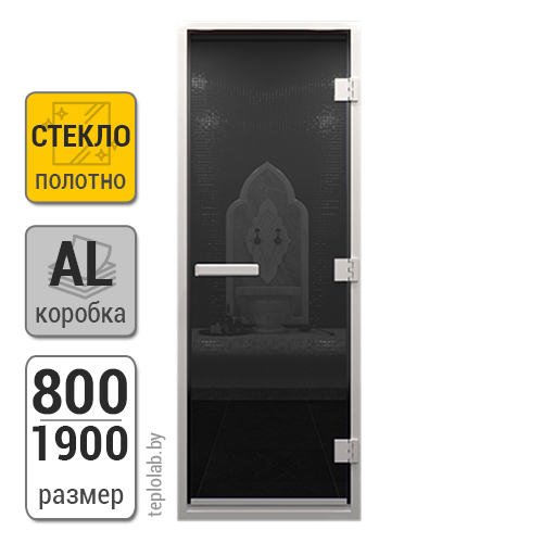 Дверь для хамама стеклянная DoorWood, черный, 800x1900