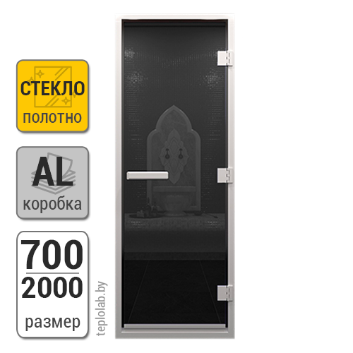 Дверь для хамама стеклянная DoorWood, черный, 700x2000