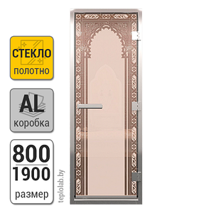 Дверь для хамама стеклянная DoorWood, бронза матовая с рисунком, 800x1900