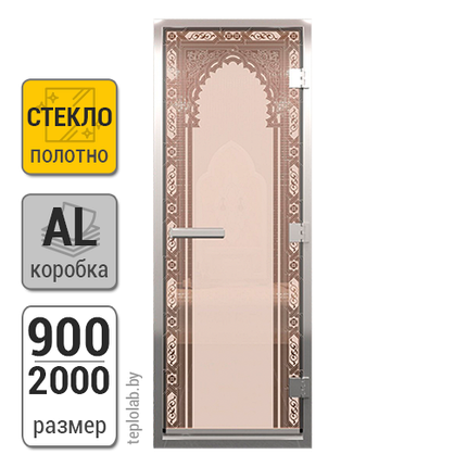 Дверь для хамама стеклянная DoorWood, бронза матовая с рисунком, 900x2000, фото 2