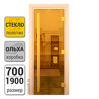 Дверь для бани стеклянная DoorWood Престиж, золото, 700x1900