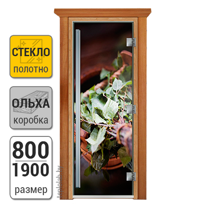 Дверь для бани стеклянная DoorWood Престиж, с фотопечатью, 800x1900, фото 2