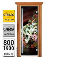 Дверь для бани стеклянная DoorWood Престиж, с фотопечатью, 800x1900