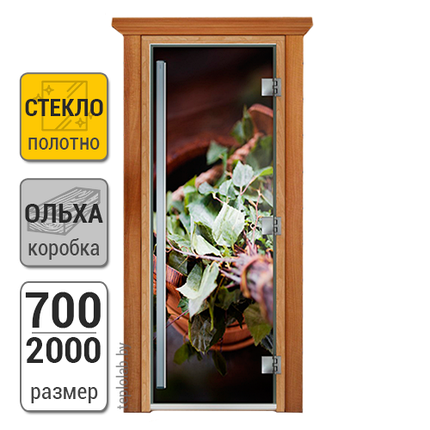 Дверь для бани стеклянная DoorWood Престиж, с фотопечатью, 700x2000, фото 2