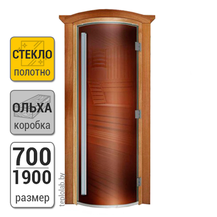 Дверь для бани стеклянная радиусная DoorWood Престиж, бронза, 700x1900, фото 2