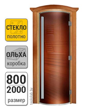 Дверь для бани стеклянная радиусная DoorWood Престиж, бронза, 800x2000, фото 2