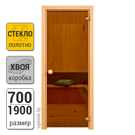 Дверь стеклянная для бани DoorWood Классика, бронза, 700x1900, фото 2