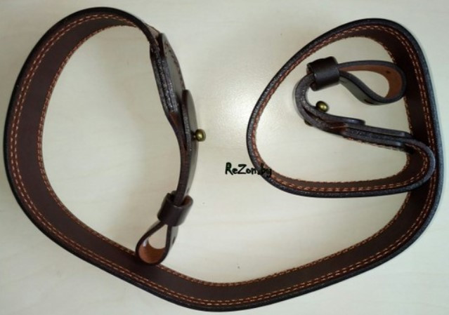 Ремень бесшумный кожаный двухслойный с прошивкой коричневый - фото 1 - id-p117821380