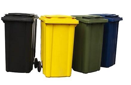 Пластиковый мусорный бак, контейнер ТБО 120 л с крышкой на колесах зеленый, синий, серый, желтый - фото 4 - id-p117059540