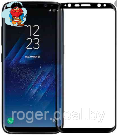 Защитное стекло для Samsung Galaxy S8(G950F) 5D (полная проклейка) цвет: черный - фото 1 - id-p117833943