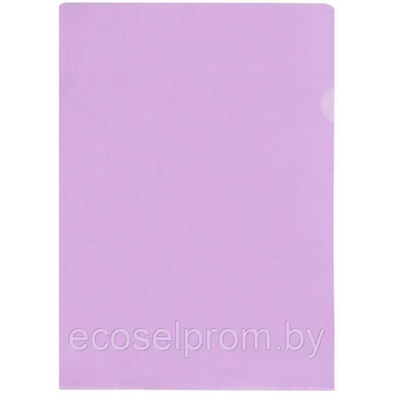 Папка-уголок OfficeSpace, A4, 100мкм, прозрачная фиолетовая