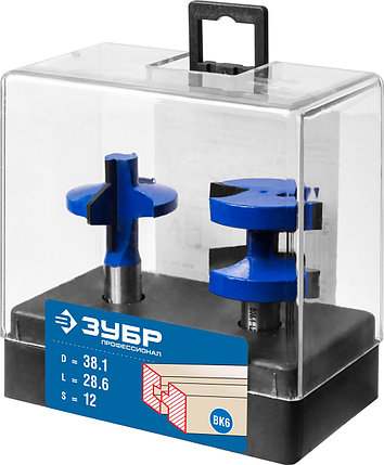 Набор фрез пазо-шиповых, D= 38,1мм, рабочая длина-28,6мм ЗУБР, ПРОФЕССИОНАЛ, фото 2