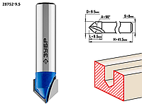 Фреза пазовая галтельная V-образная, D= 9,5мм, рабочая длина-9,5мм, ЗУБР «ПРОФЕССИОНАЛ»