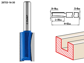 Фреза пазовая прямая, D= 16мм, рабочая длина-30мм, ЗУБР «ПРОФЕССИОНАЛ»