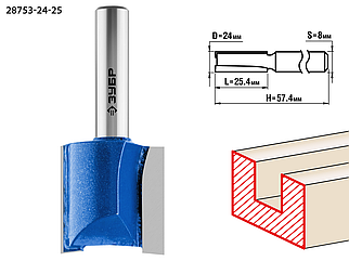 Фреза пазовая прямая, D= 24мм, рабочая длина-25мм, ЗУБР «ПРОФЕССИОНАЛ»