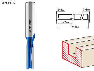 Фреза пазовая прямая, D= 6мм, рабочая длина-19мм, ЗУБР «ПРОФЕССИОНАЛ»