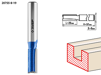Фреза пазовая прямая с нижними подрезателями, D= 8мм, рабочая длина-20мм, ЗУБР «ПРОФЕССИОНАЛ»