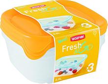 Контейнер для СВЧ Fresh & Go SET SQR 0.8L (3шт), желтый