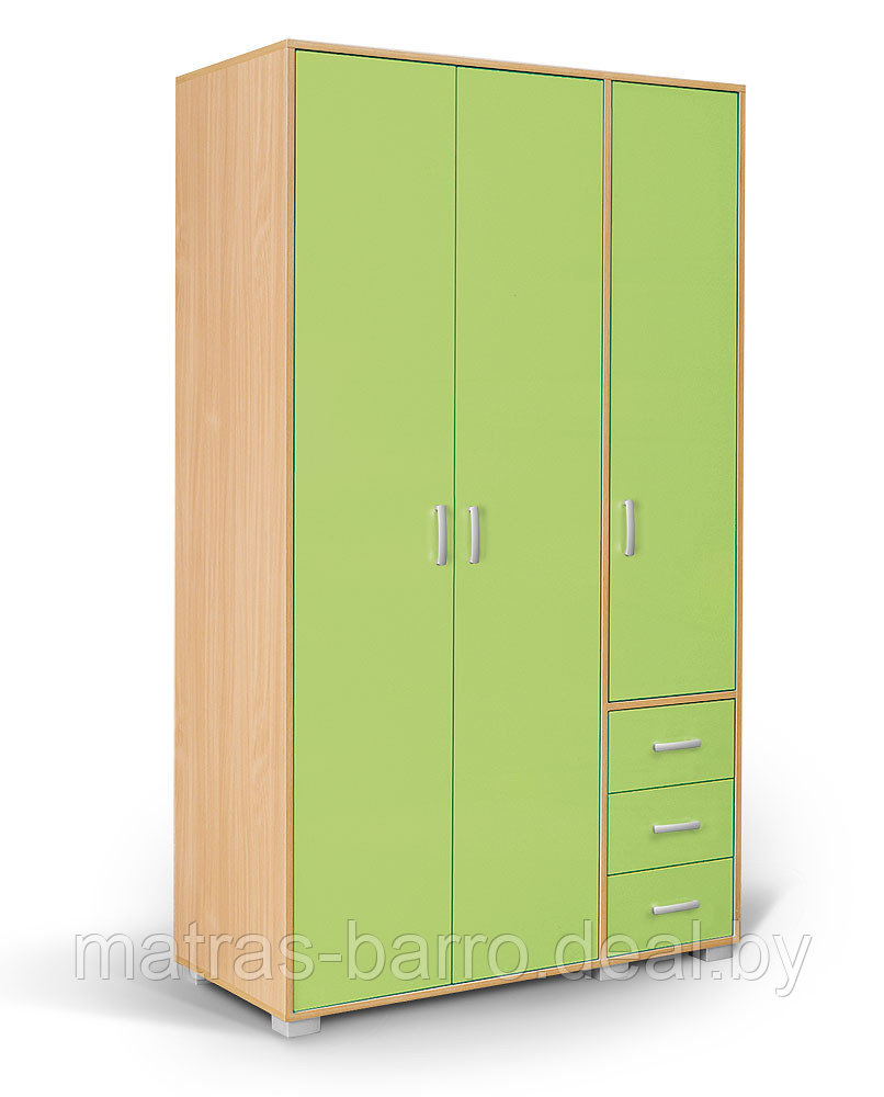 Шкаф трехдверный Бамби 3V3F тирол светлый/розовый - фото 4 - id-p7169606