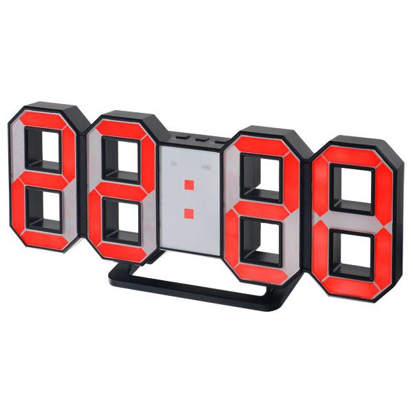Perfeo LED часы-будильник "LUMINOUS" черный корпус / красная подсветка PF-663