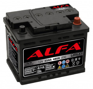 Аккумулятор ALFA Hybrid 55 R (480A, 242*175*190)