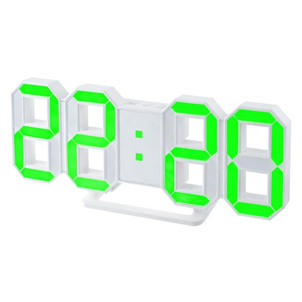 Perfeo LED часы-будильник "LUMINOUS", белый корпус / зелёная подсветка PF-663 - фото 1 - id-p118212013