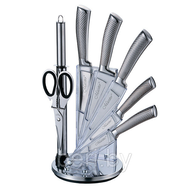MR-1412 Набор ножей Maestro на подставке с ножницами, 8 предметов - фото 1 - id-p118216828