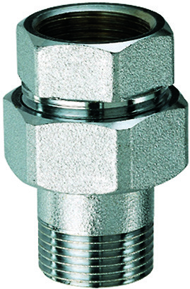 FAR 5150 12 Фитинг хромированный прямой трехкомпонентный с PTFE уплотнением 1/2"