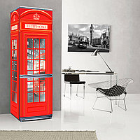 Наклейка на холодильник "Английская телефонная будка" классического красного цвета, фото 1