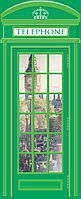 Наклейка на холодильник "Английская телефонная будка" зеленого цвета, фото 1