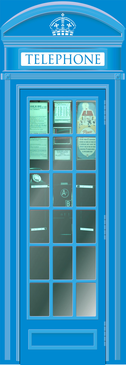 Наклейка на холодильник "Английская телефонная будка" голубого цвета - фото 3 - id-p7203776