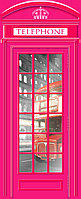 Наклейка на холодильник "Английская телефонная будка" розового цвета